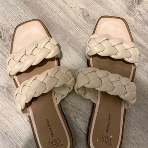 Time and Tru Women's Braided Cream Slide Sandals